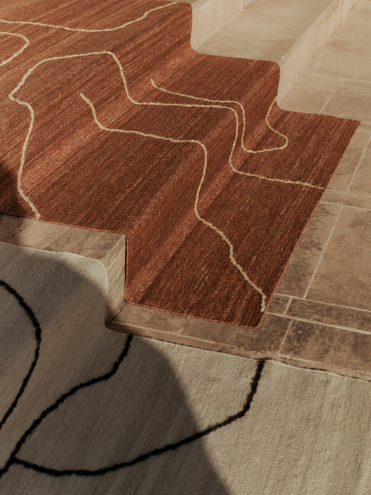 Ferm Living Gesso Jute Teppich - 200 x 300 - Terracotta/Off-white
