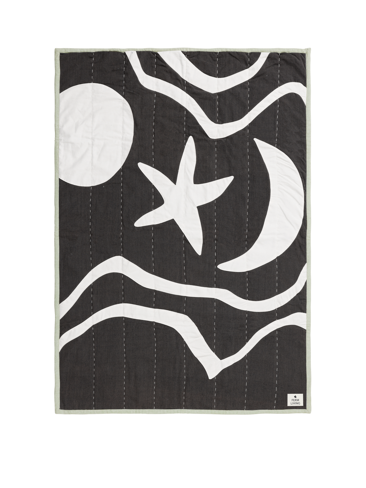 Ferm Living Kove Applique matelassé couverture - Charcoal/Elm Green