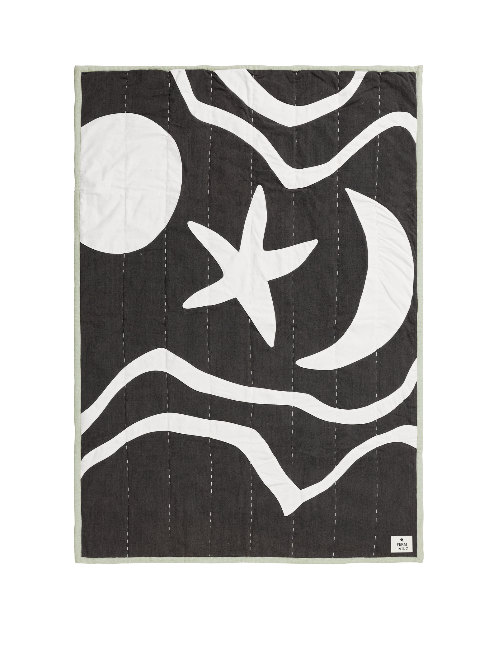 Ferm Living Kove Applique gesteppt Decke - Charcoal/Elm Green