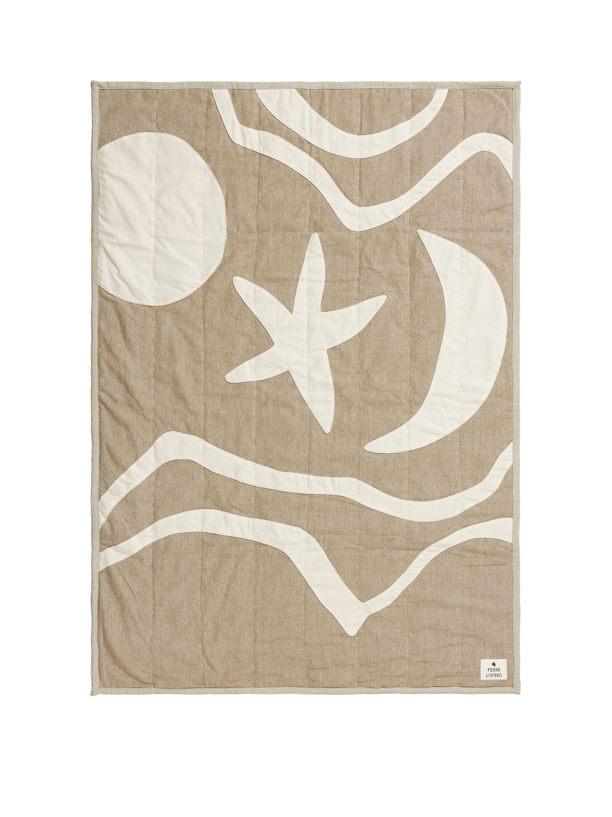 Ferm Living Kove Applique Quilted Blanket - Tan/Cashmere