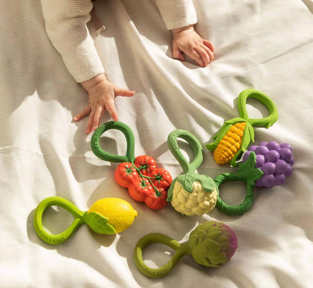 Oli & Carol cauliflower rattle toy & teething ring