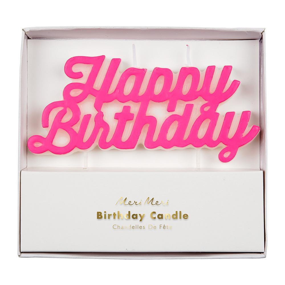 Meri Meri Happy Birthday candle, pink