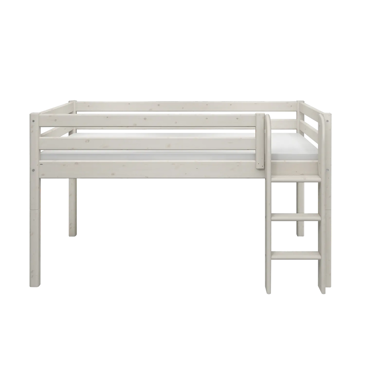 Flexa Classic Halbhohes Bett mit senkrechter Leiter 90 x 200 cm Grey washed