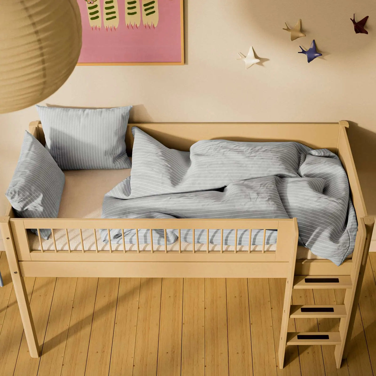 Flexa White Mid-high bed with straight ladder 90 x 200 cm True