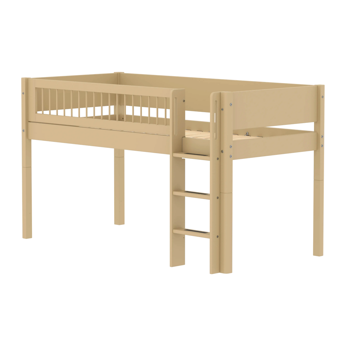 Flexa White Mid-high bed with straight ladder 90 x 200 cm True