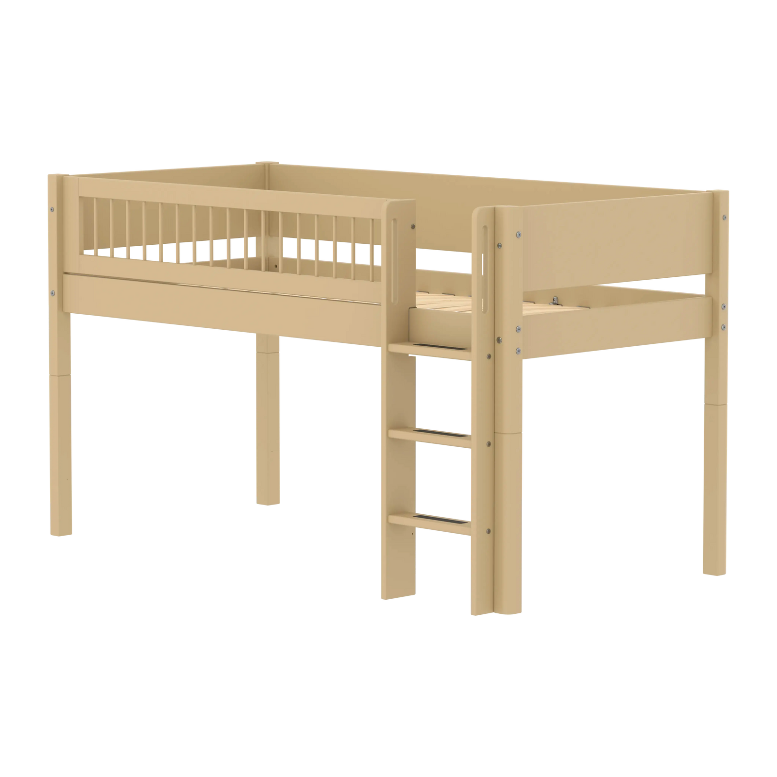 Flexa White Mid-high bed with straight ladder 90 x 200 cm True