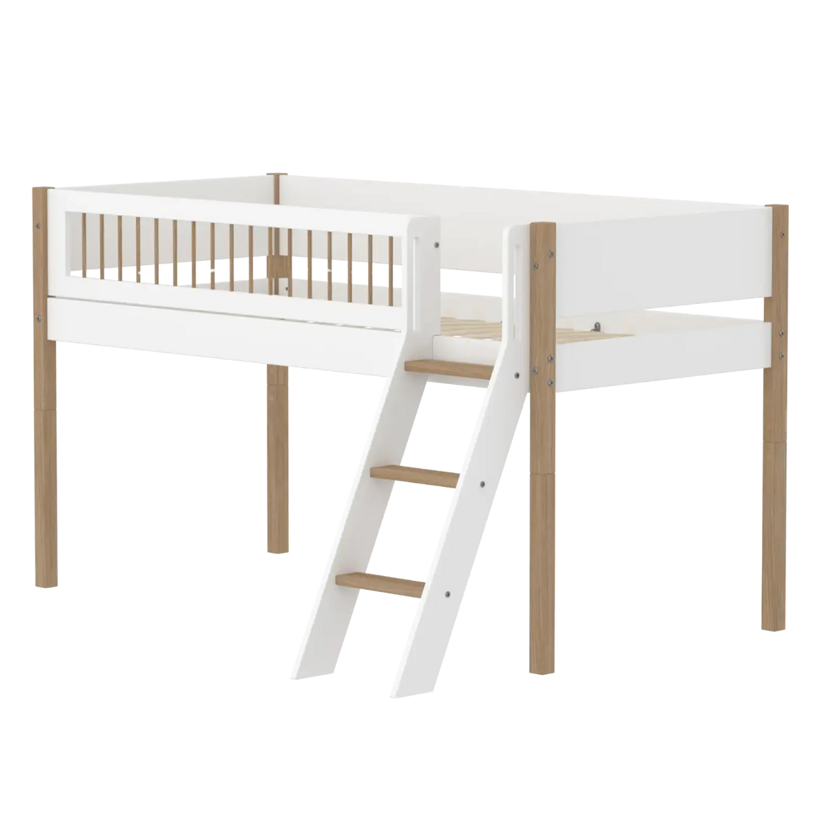 Flexa Nor Halbhohes Bett mit Schrägleiter 90 x 200 cm Eiche