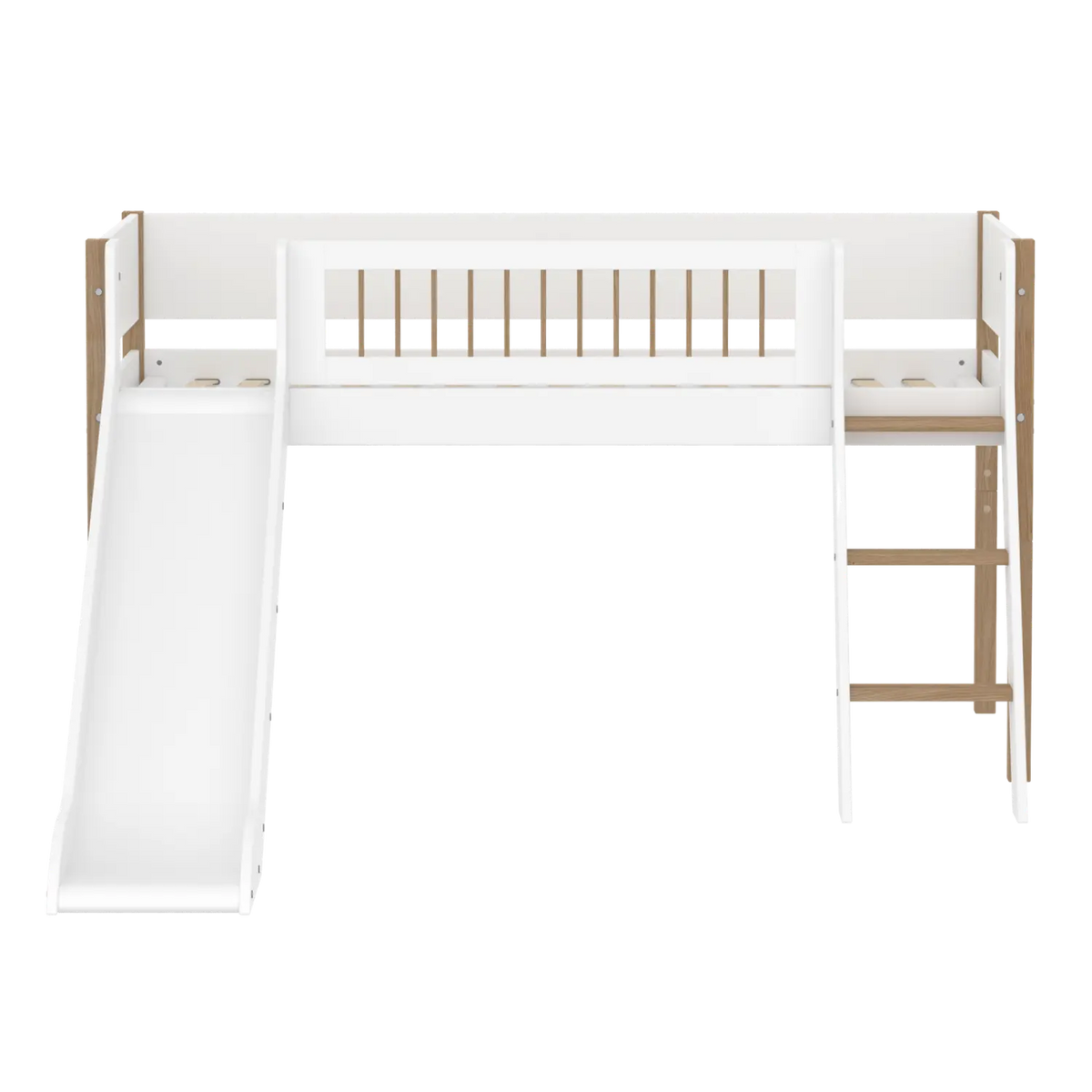 Flexa Nor Halbhohes Bett mit Rutsche 90 x 200 cm Eiche