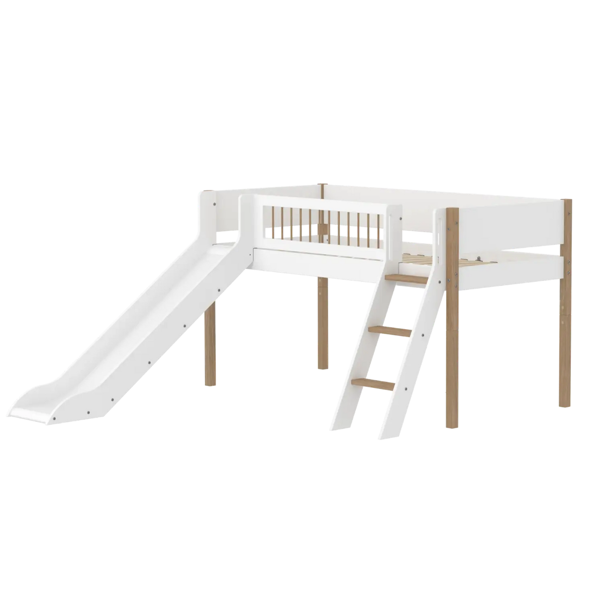 Flexa Nor Halbhohes Bett mit Rutsche 90 x 200 cm Eiche
