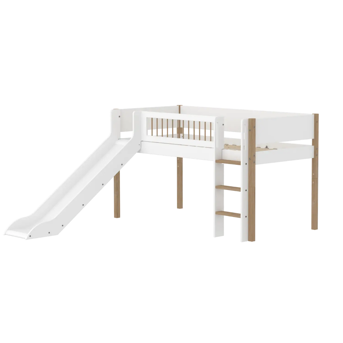 Flexa Nor Halbhohes Bett mit Rutsche 90 x 200 cm Eiche