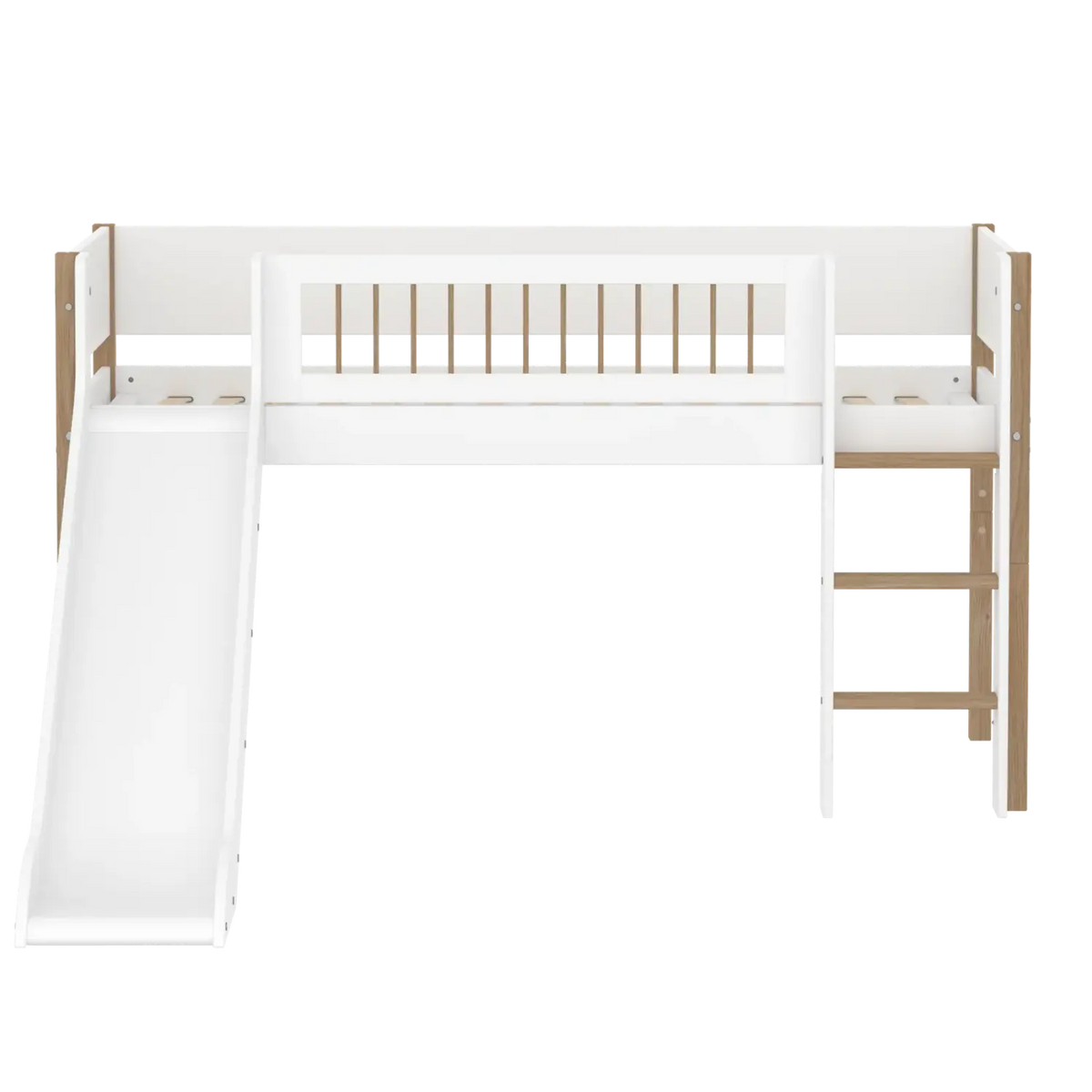 Flexa Nor Halbhohes Bett mit Rutsche 90 x 200 cm Eiche