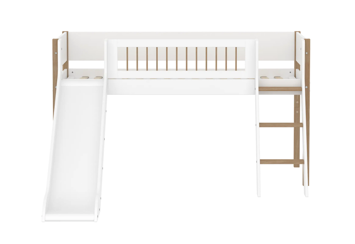 Flexa Nor Halbhohes Bett mit Rutsche 90 x 200 cm Eiche