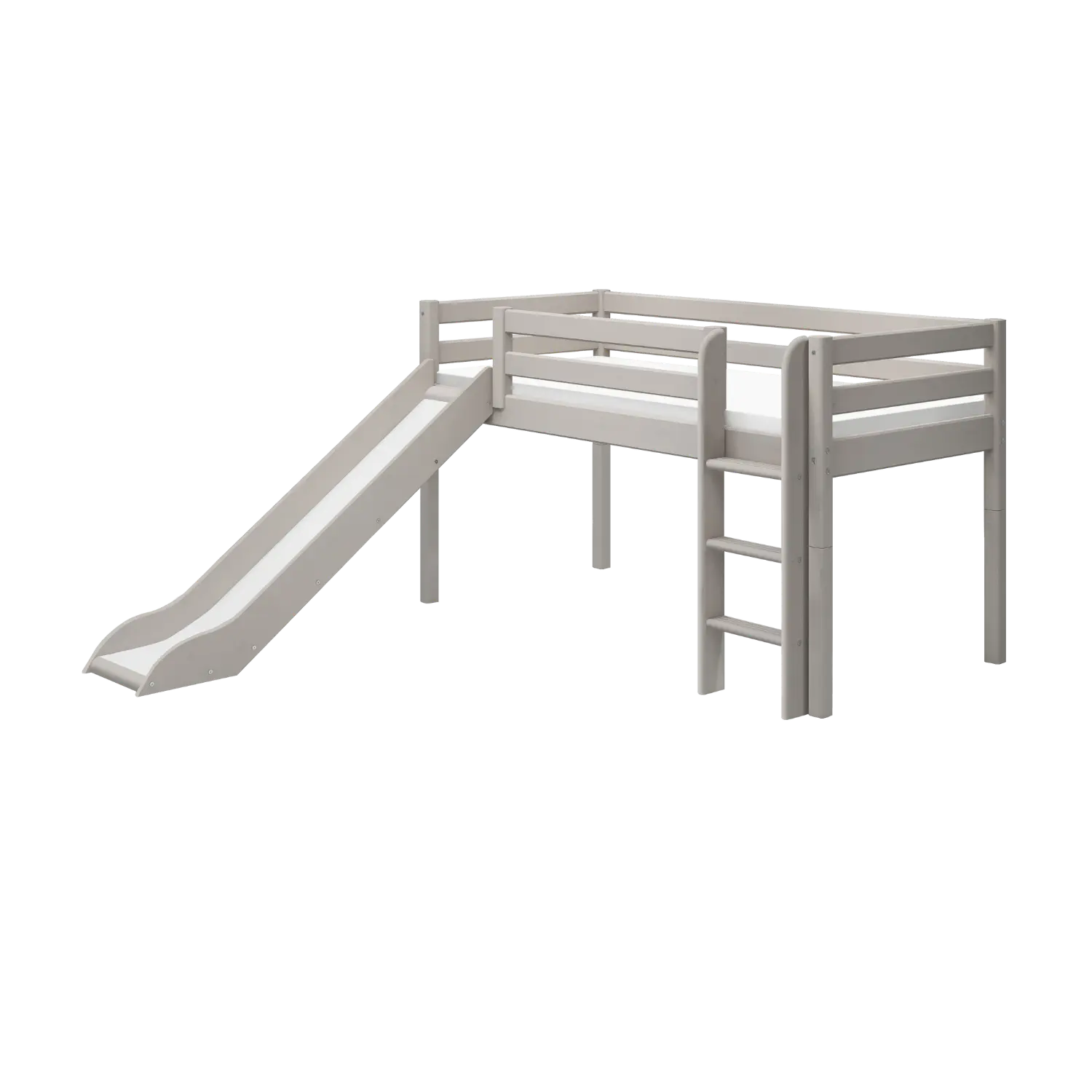 Flexa Classic Halbhohes Bett mit Rutsche und senkrechter Leiter 90 x 200 cm Grey washed