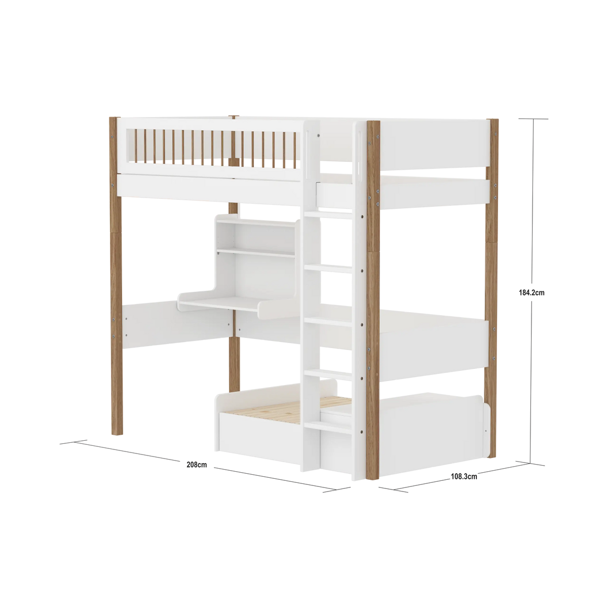 Flexa Nor Casa Hochbett 90 x 200 cm Eiche