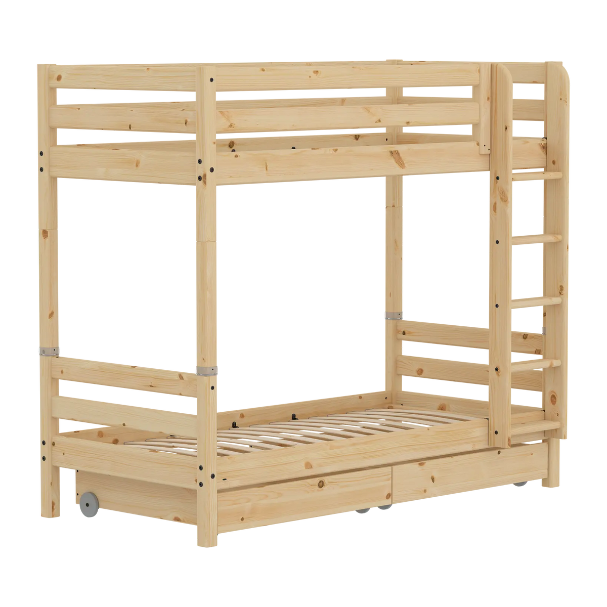 Flexa Raw Hohes Etagenbett mit Aufbewahrung 90 x 200 cm Natur