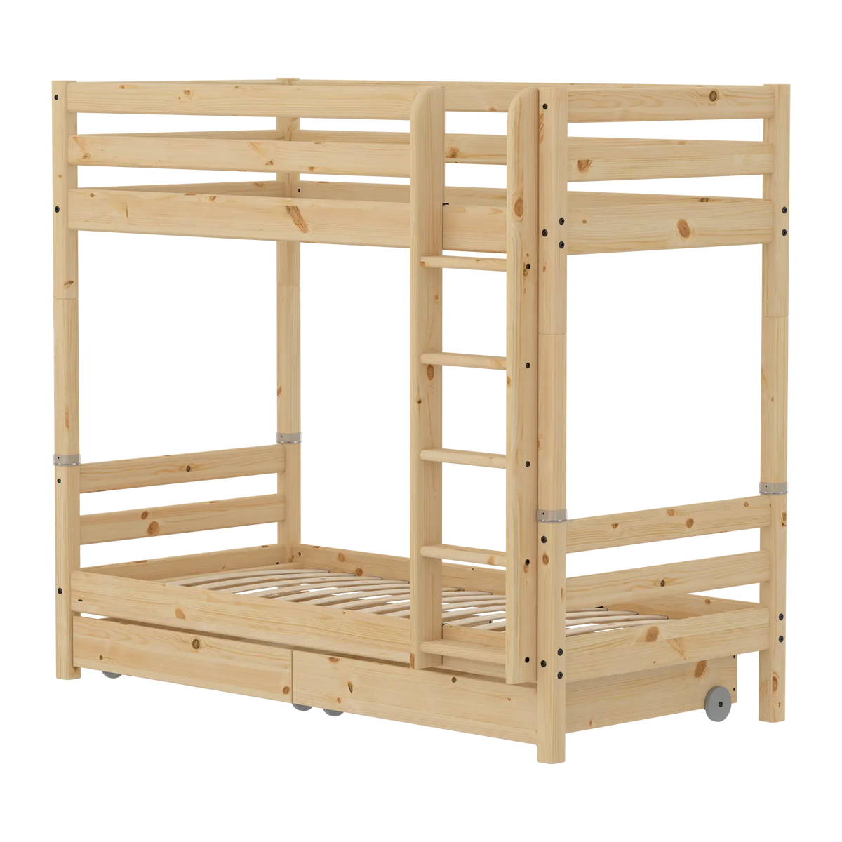 Flexa Raw Hohes Etagenbett mit Aufbewahrung 90 x 200 cm Natur