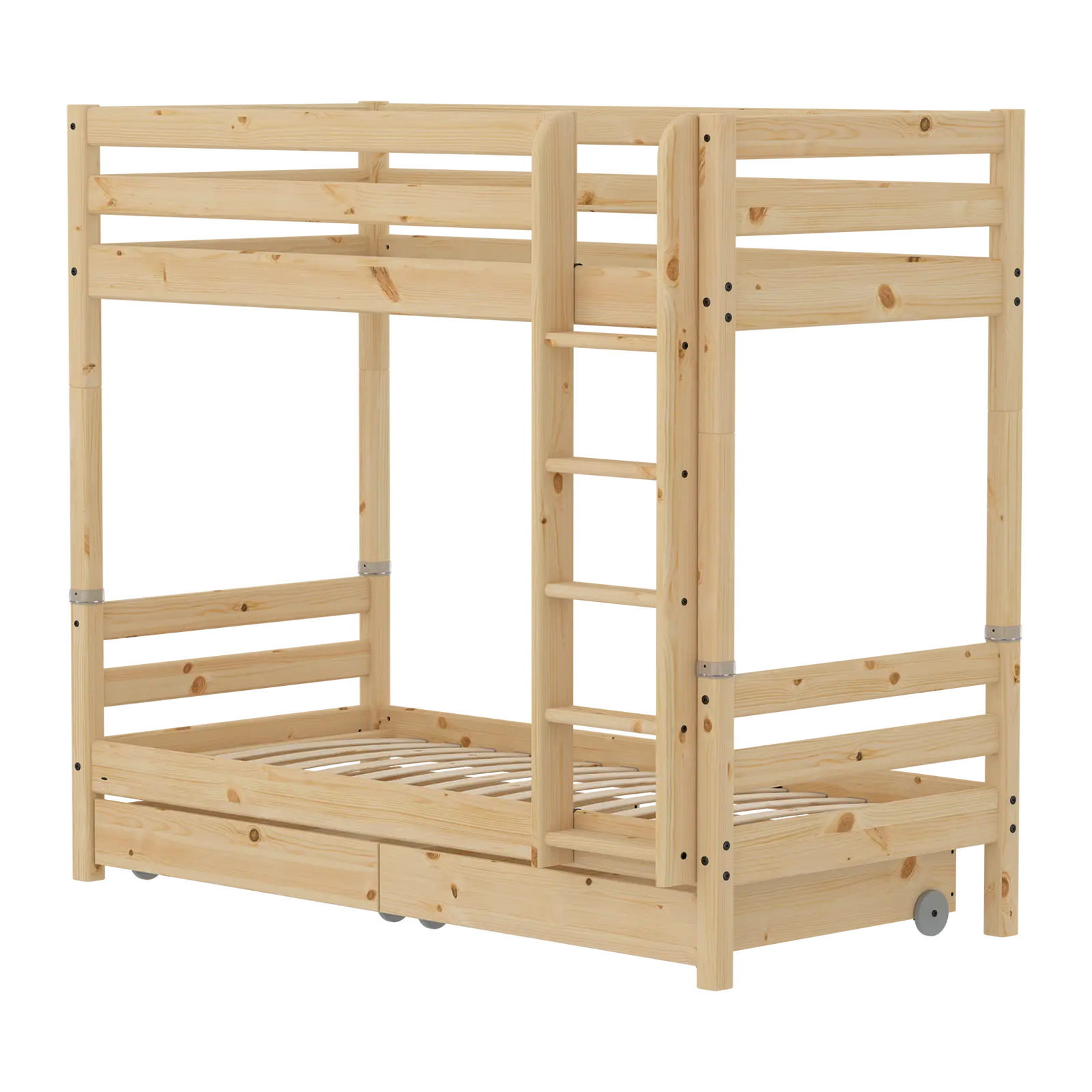 Flexa Raw Hohes Etagenbett mit Aufbewahrung 90 x 200 cm Natur