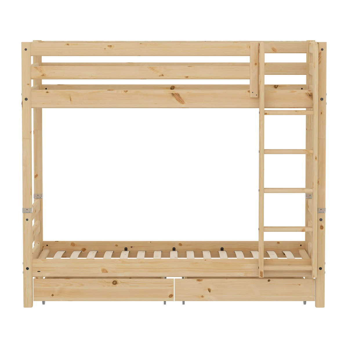 Flexa Raw Hohes Etagenbett mit Aufbewahrung 90 x 200 cm Natur