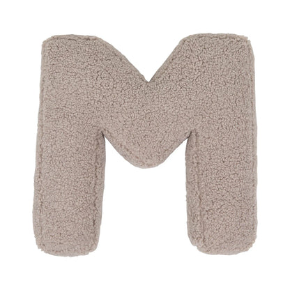 M Mocha Boucle Buchstabenkissen