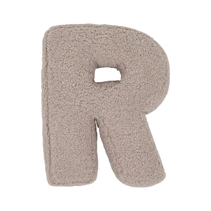 R Mocha Boucle Buchstabenkissen