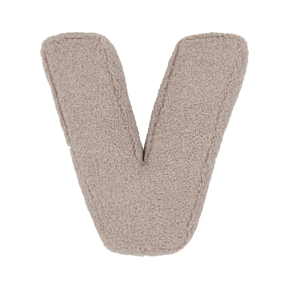 V Mocha Boucle Buchstabenkissen