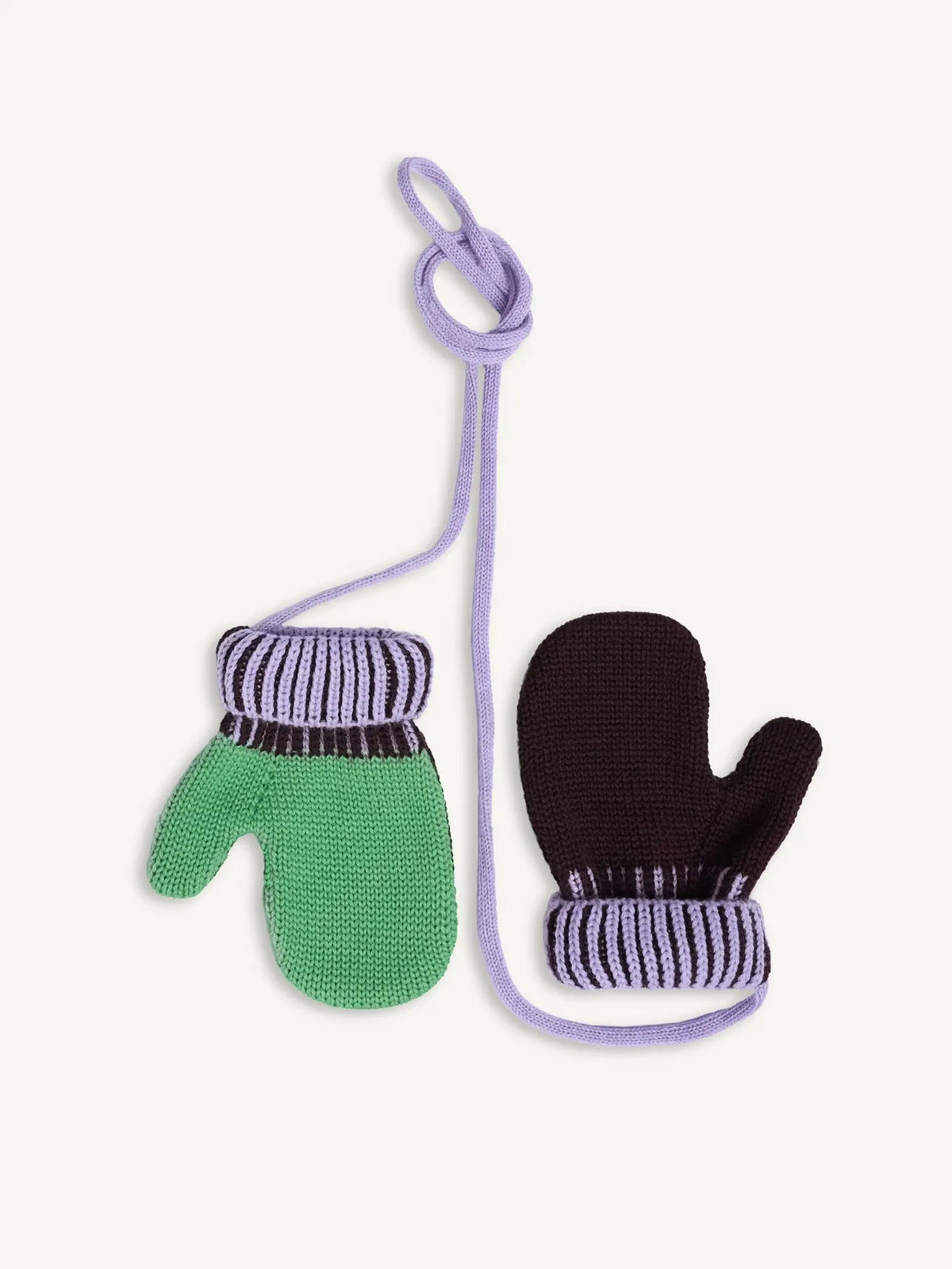 Happy Mess merino gloves green brown