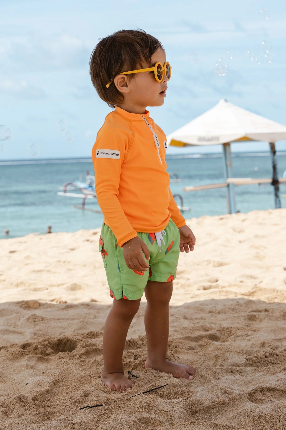 Childish swimming trunks papaya