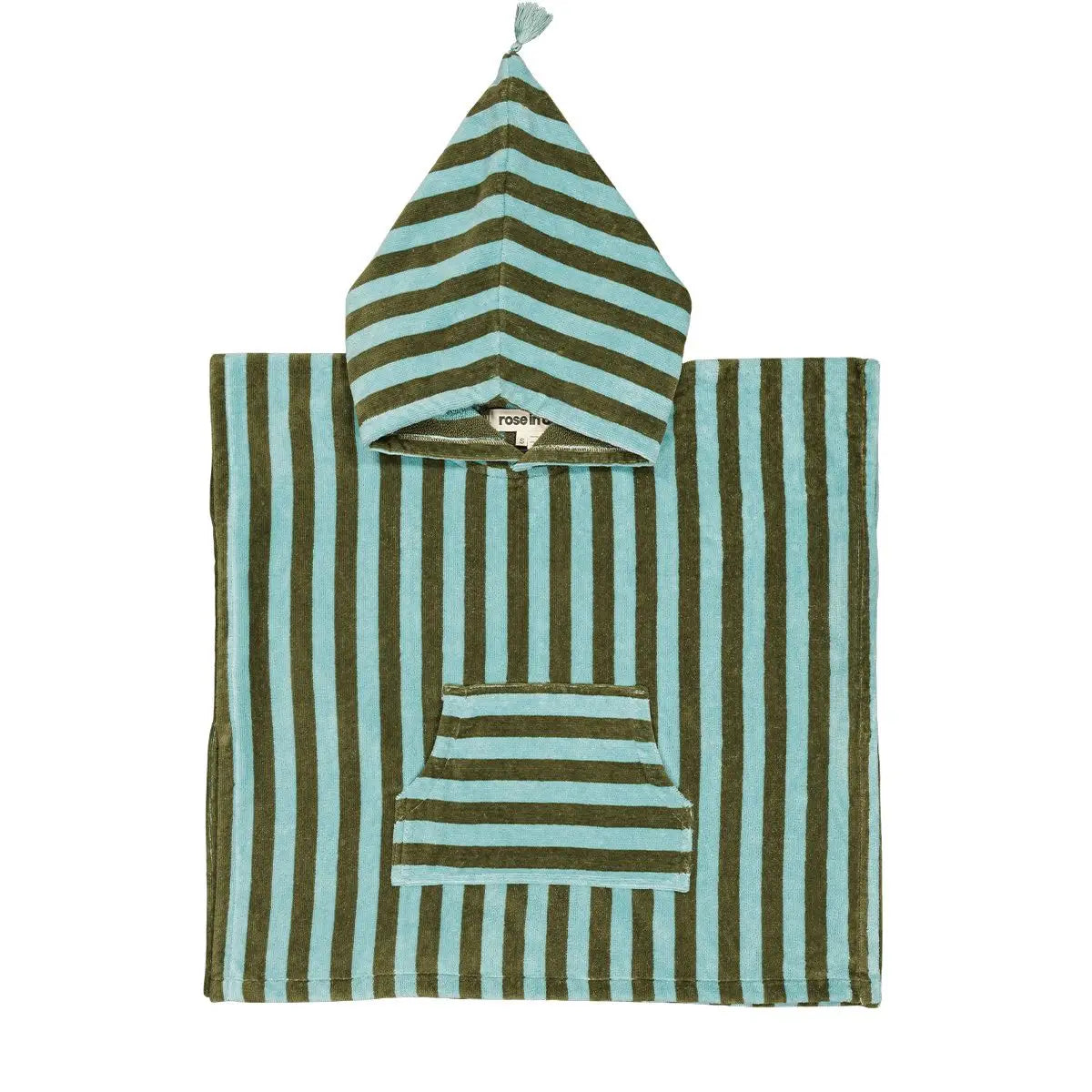 Rose in April Badeponcho Streifen Khaki/ Blau
