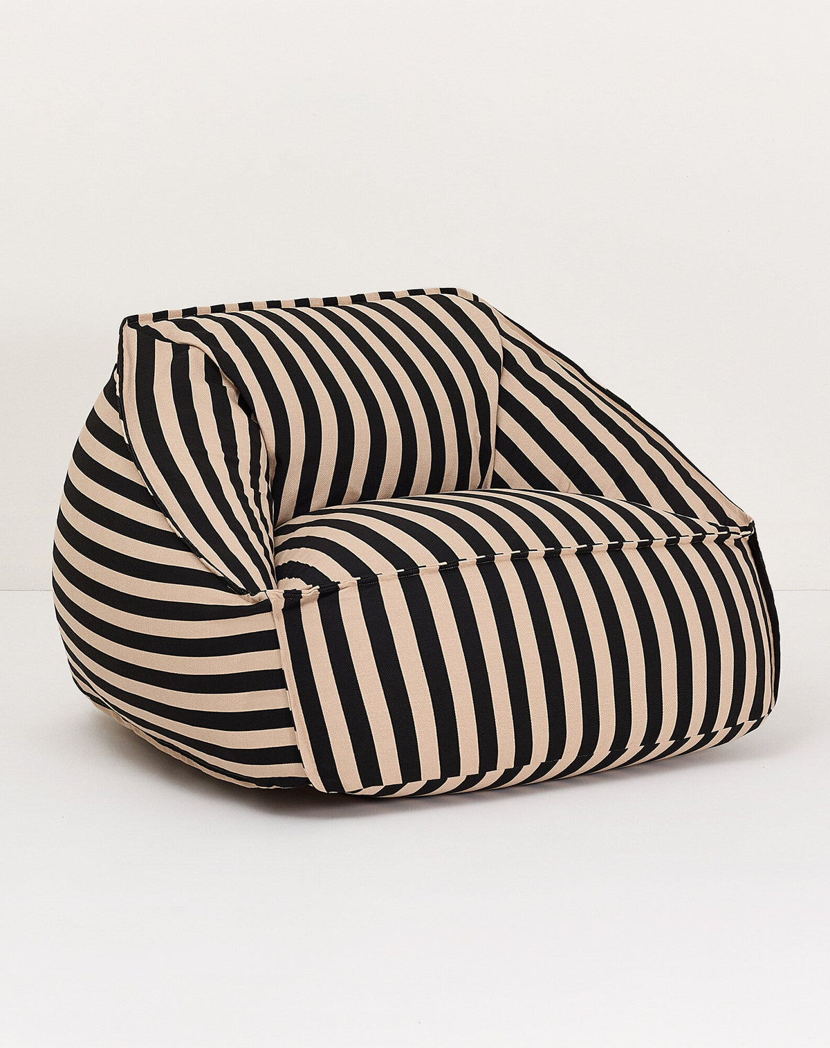 Nobodinoz Ziggy Beanbag Chair, Adult Size, Black and Sand Stripes