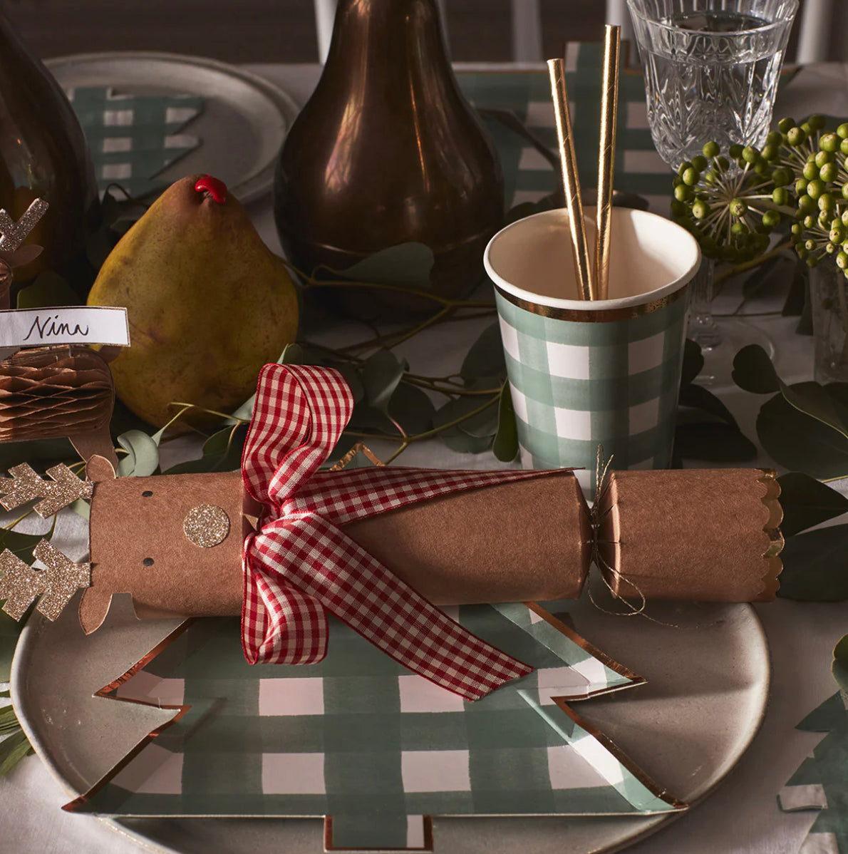 Meri Meri green gingham mug