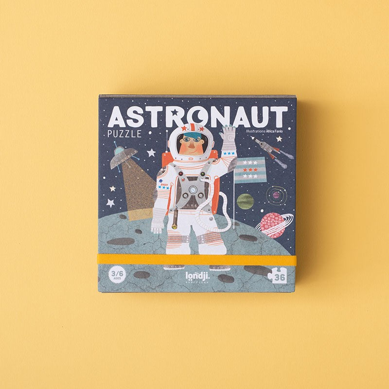 Londji Pocket Puzzle - Astronaut – 36-teiliges Weltraumpuzzle für Kinder | Ab 3 Jahren