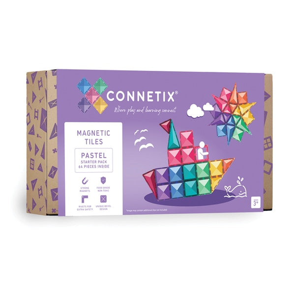 Connetix 64 Teile Pastel Starter Pack – Kreatives Bauen &amp; STEAM-Lernen für Kinder