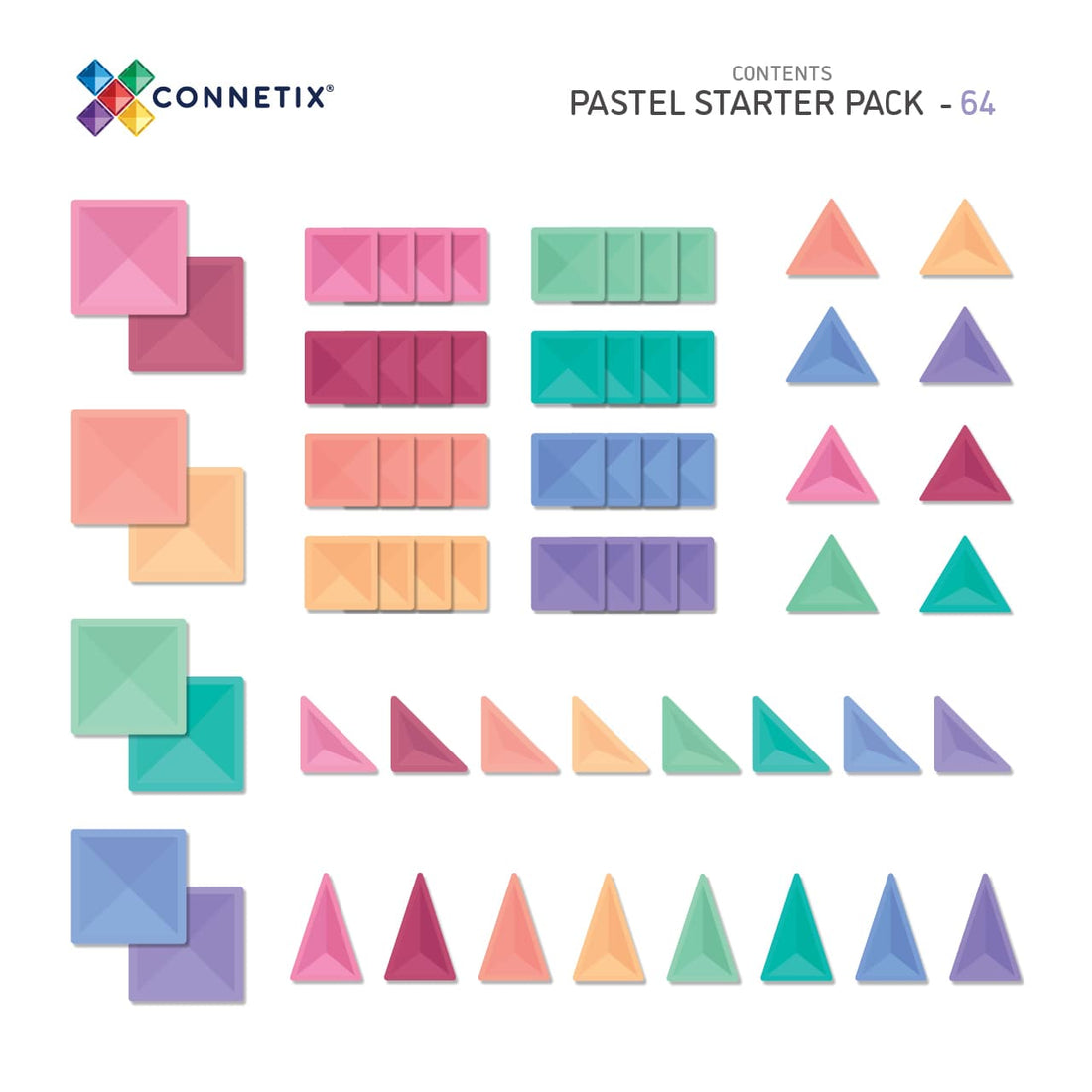 Connetix 64 Teile Pastel Starter Pack – Kreatives Bauen &amp; STEAM-Lernen für Kinder