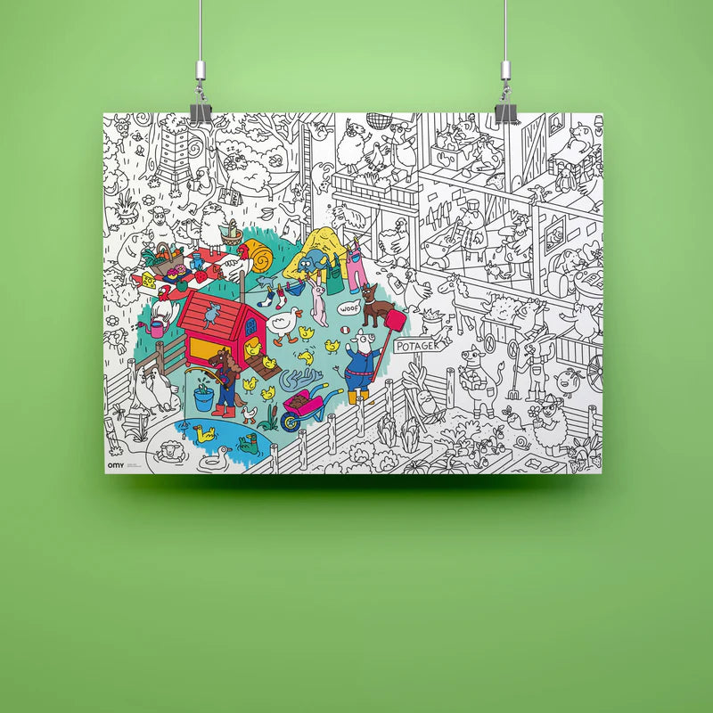Poster géant à colorier OMY Crazy Farm