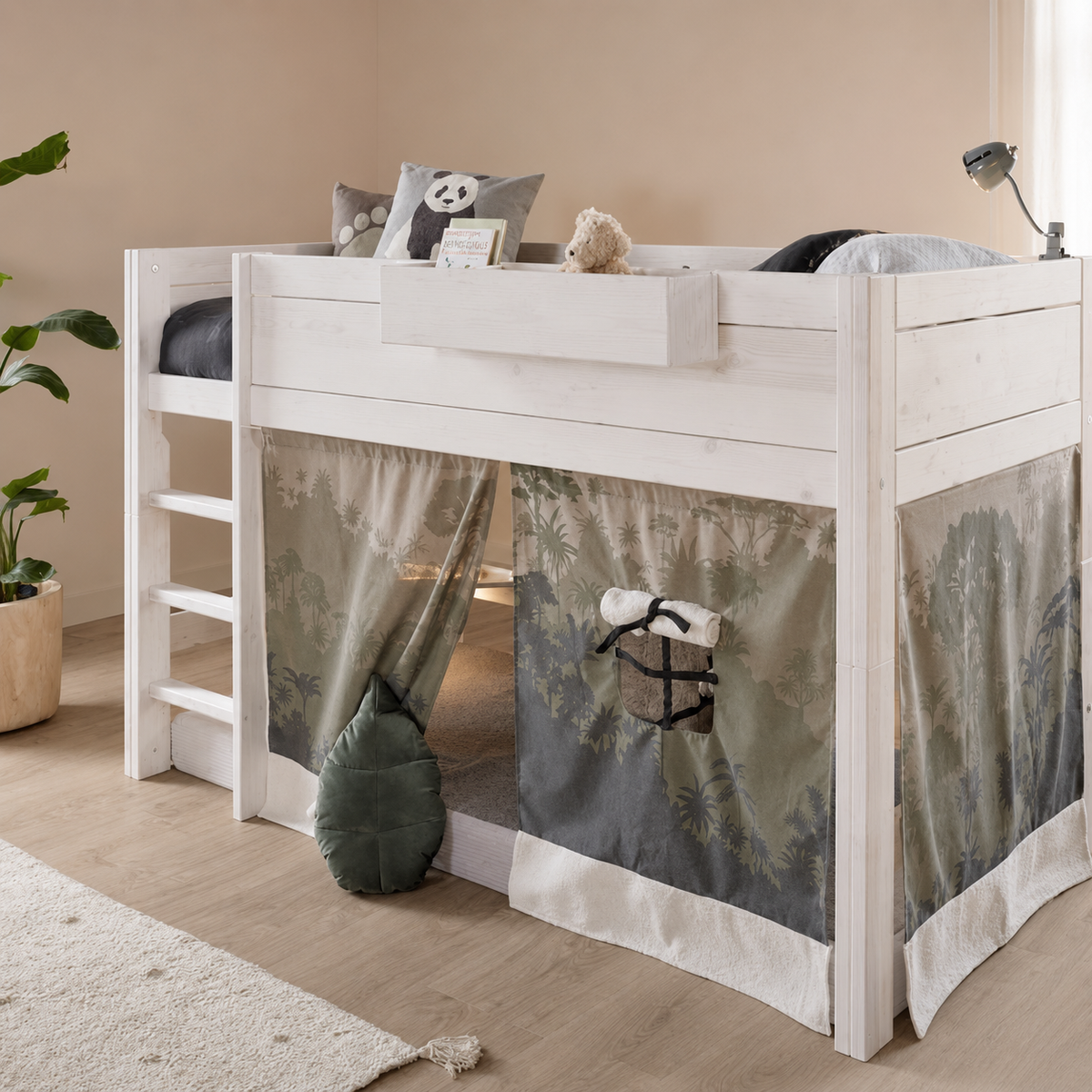 Lifetime Kidsrooms Lit surélevé 128 cm avec échelle - Original Whitewash
