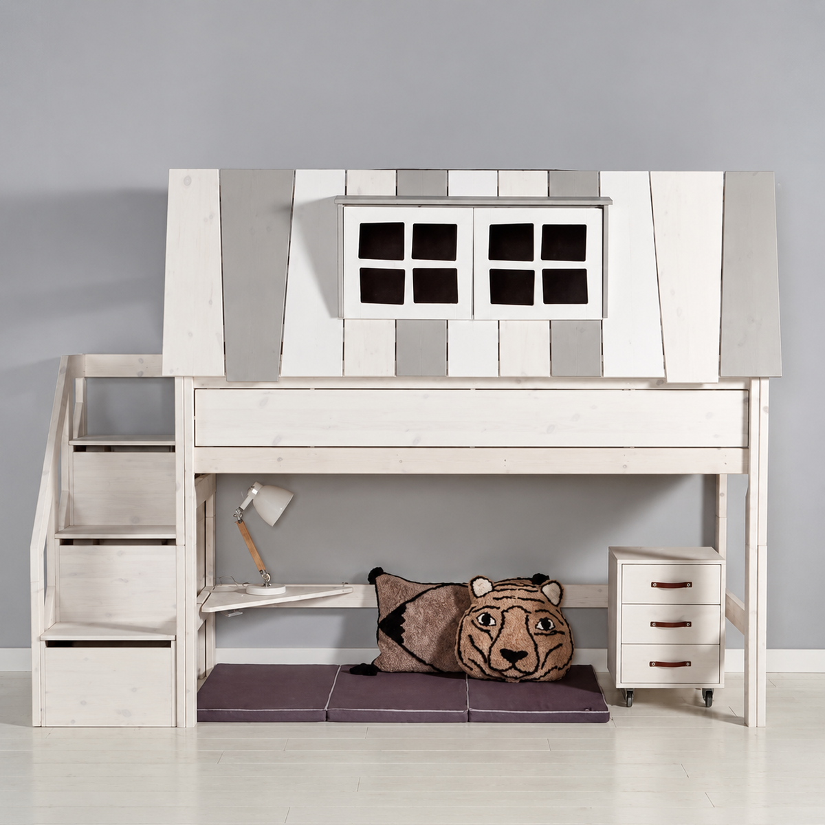 Lifetime Kidsrooms Letto a soppalco con scala 128 cm - My Hangout Whitewash