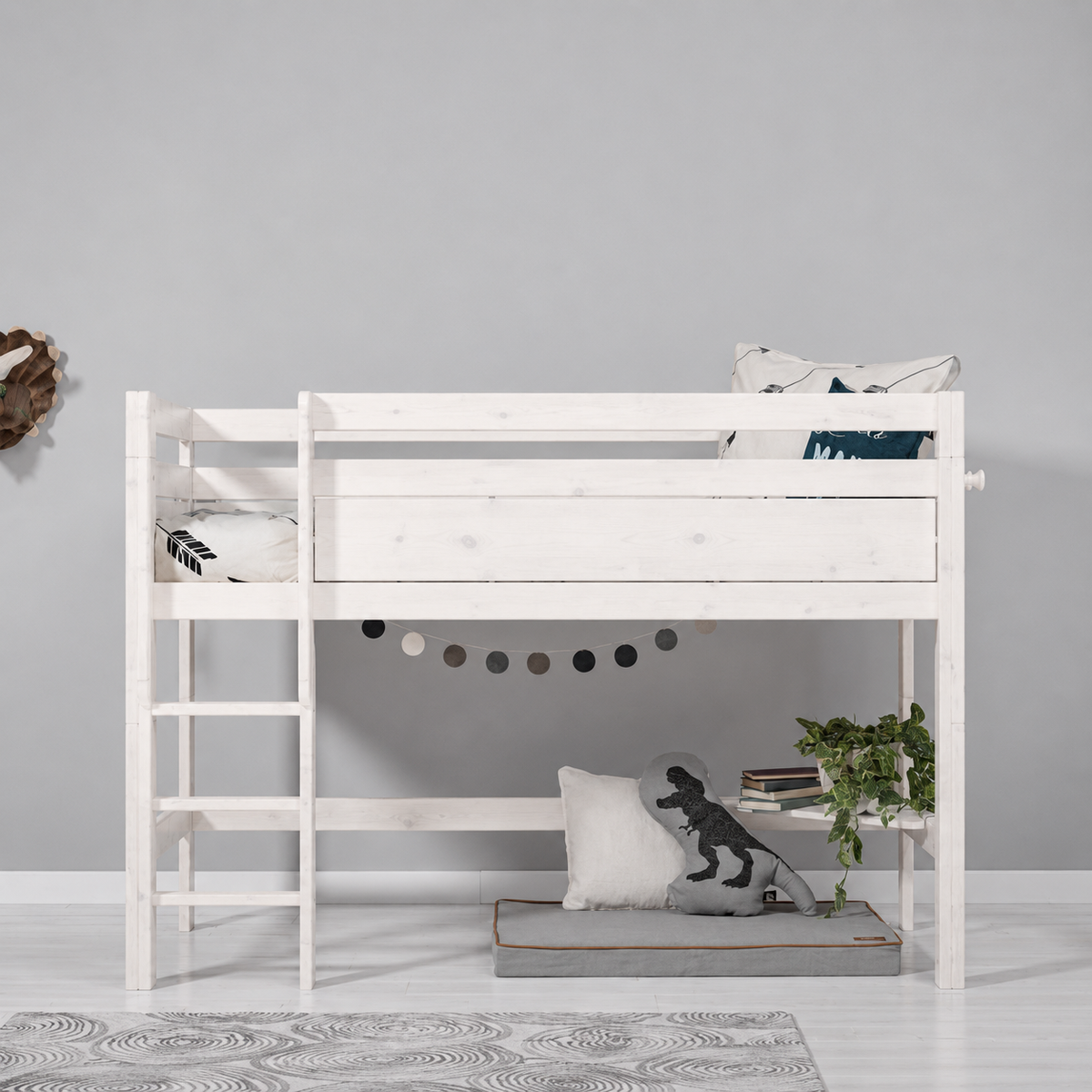 Alzata di sicurezza Lifetime Kidsrooms - apertura lato lungo - con maniglie in legno Whitewash