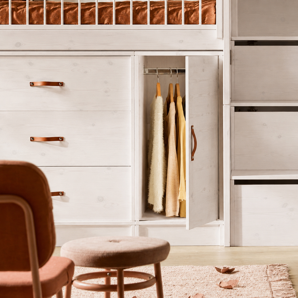 Lifetime Kidsrooms ALL-IN-ONE Armoire avec étagère et tringle à vêtements Whitewash
