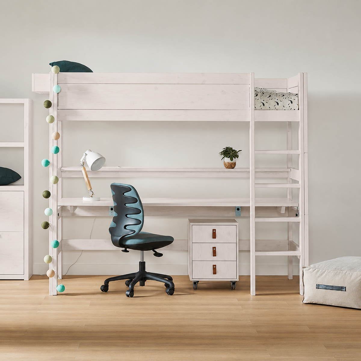 Lifetime Kidsrooms Letto a soppalco con scala 177 cm - Original Whitewash