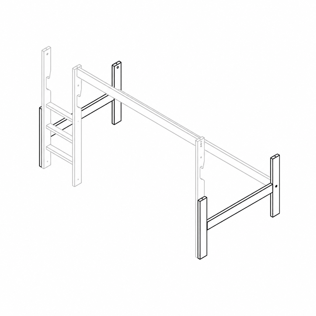 Lifetime Kidsrooms Piètement pour lit mezzanine 128 cm Whitewash