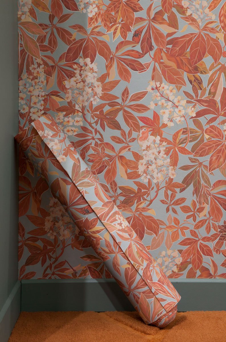 Little Cabari wallpaper LES MARRONNIERS terracotta