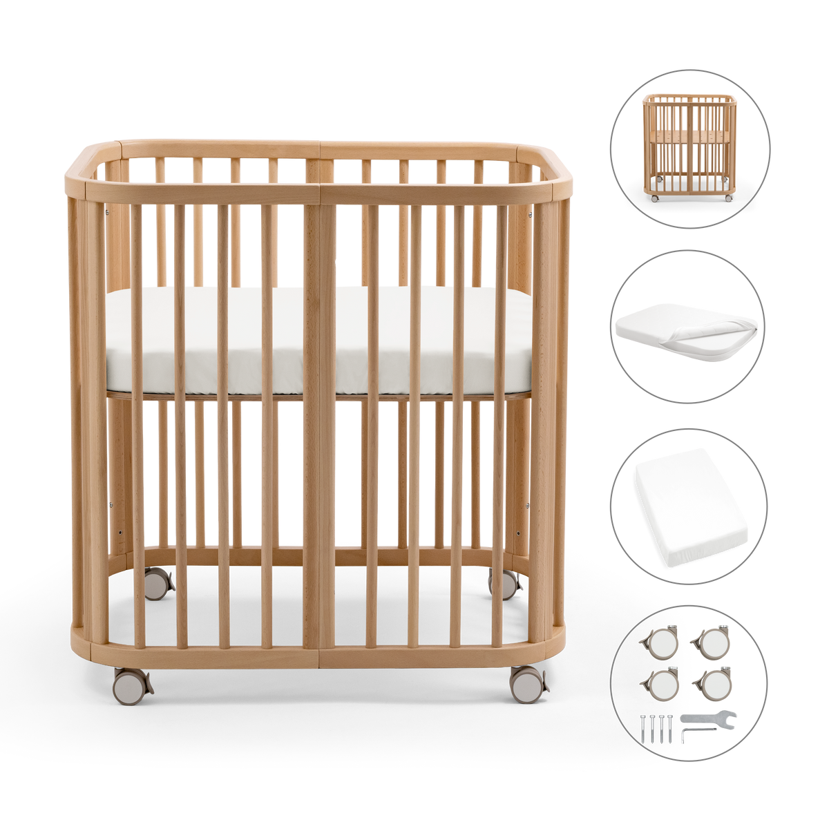 Ensemble complet lit bébé Stokke Nighti Mini, couleur naturelle - Photo 14