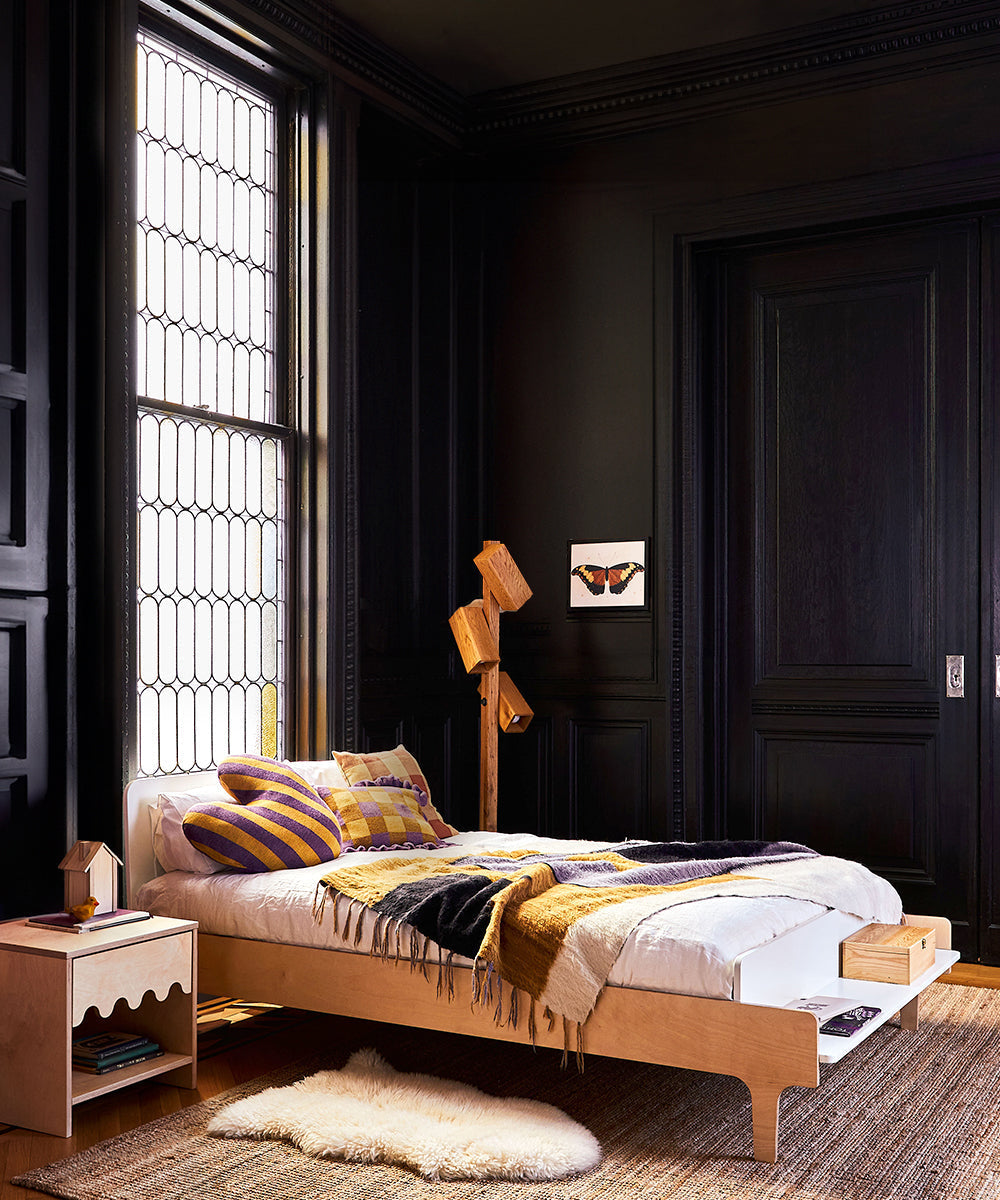 Oeuf NYC River Doppelbett, Weiss / Birke