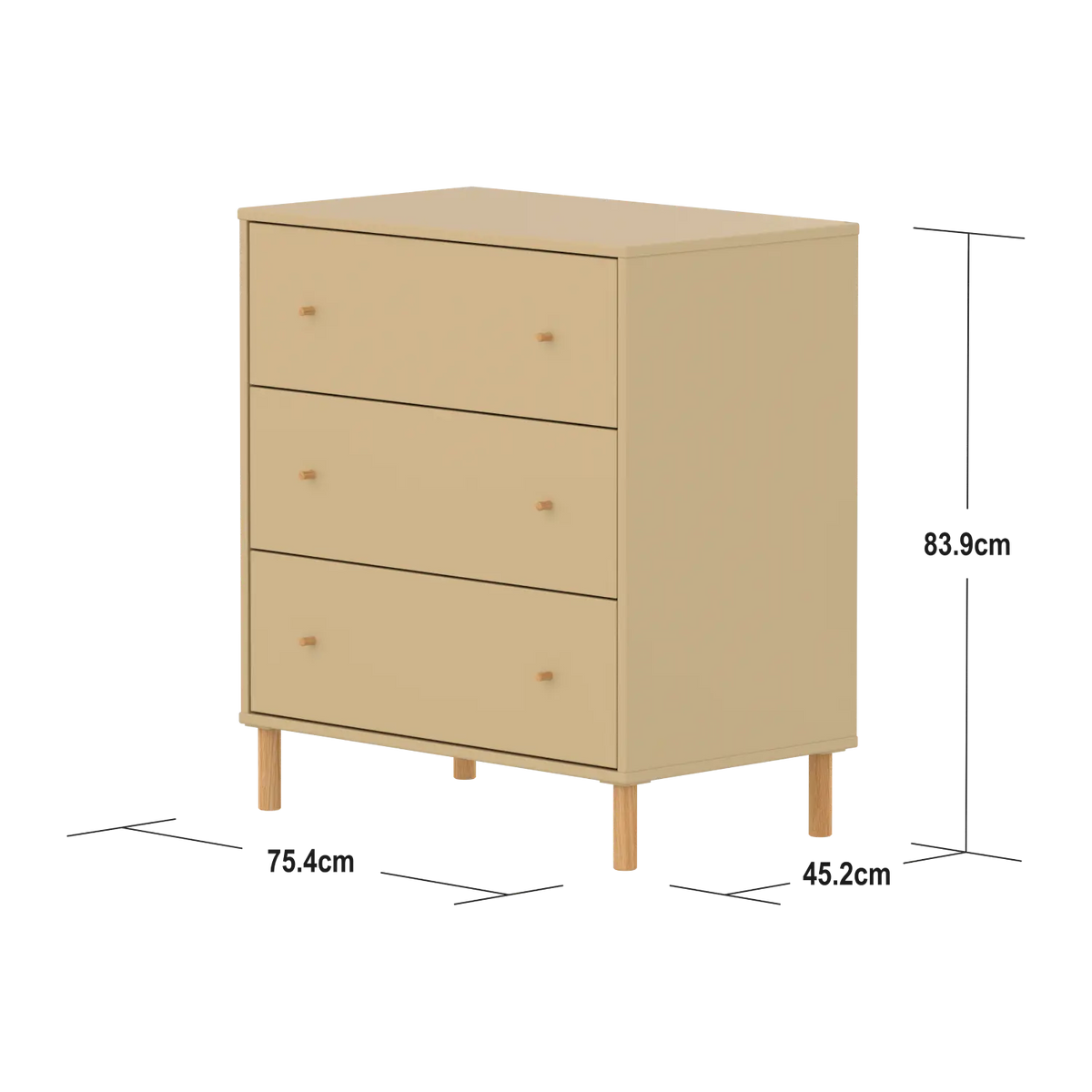 Flexa Saga Kommode, 3 Schubladen Sand/Eiche