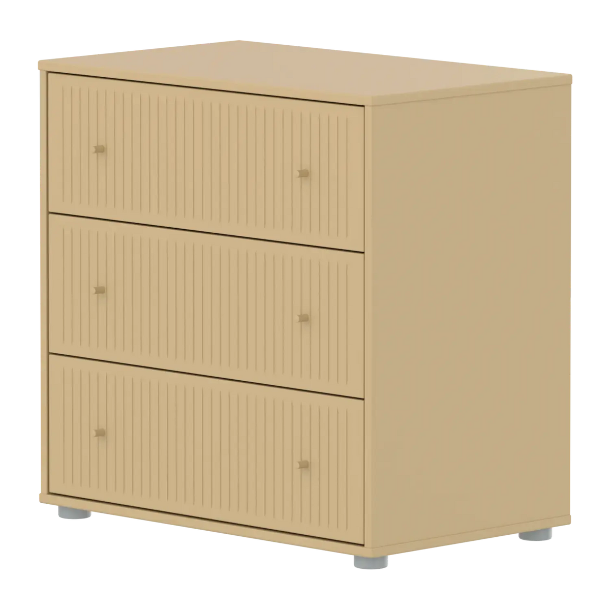 Flexa Saga Kommode, 3 Schubladen mit Rillen Sand/Grau