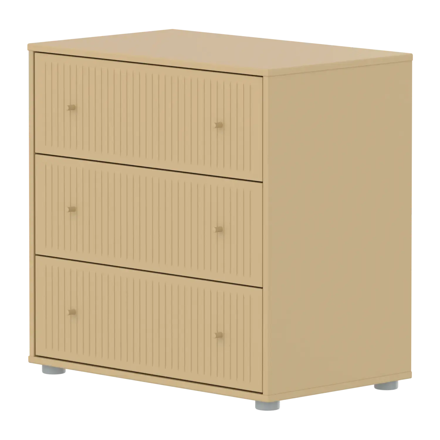 Flexa Saga Kommode, 3 Schubladen mit Rillen Sand/Grau