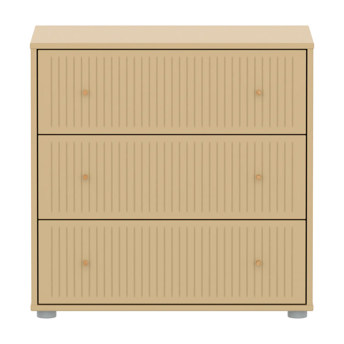 Flexa Saga Kommode, 3 Schubladen mit Rillen Sand/Eiche/Grau