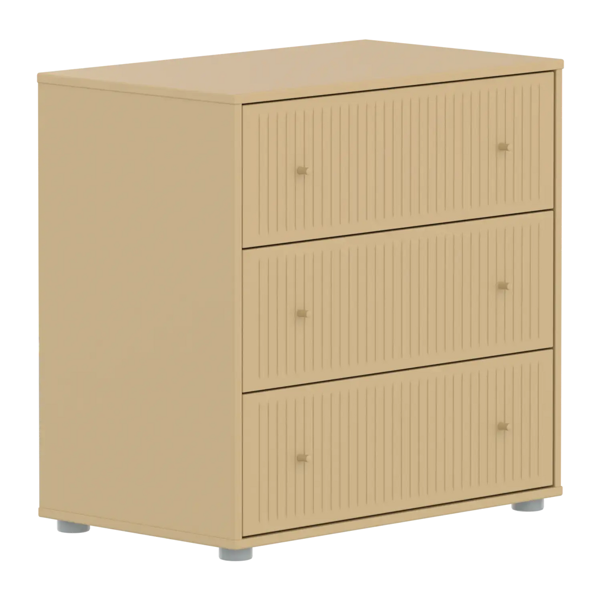 Flexa Saga Kommode, 3 Schubladen mit Rillen Sand/Grau