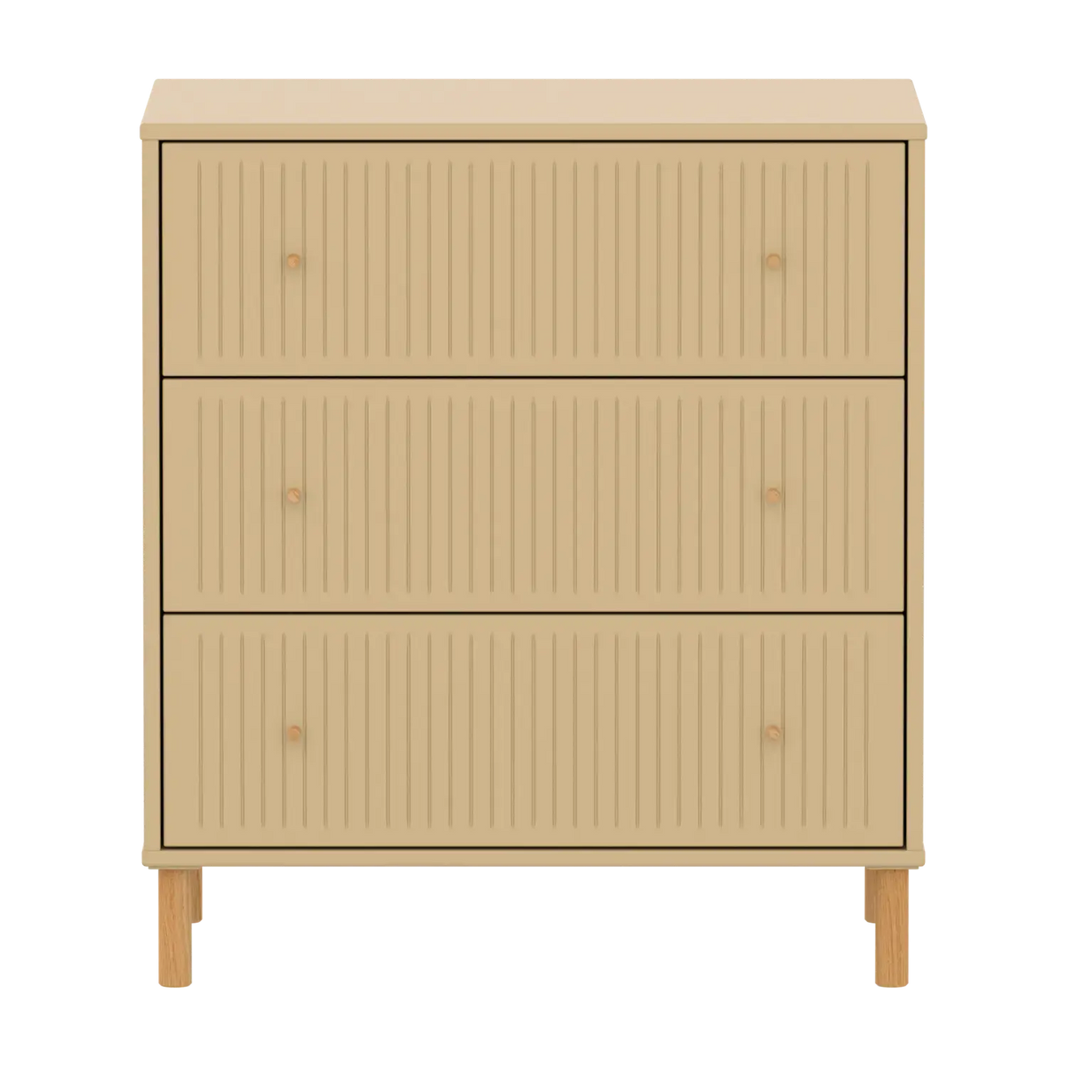 Flexa Saga Kommode, 3 Schubladen mit Rillen Sand/Eiche