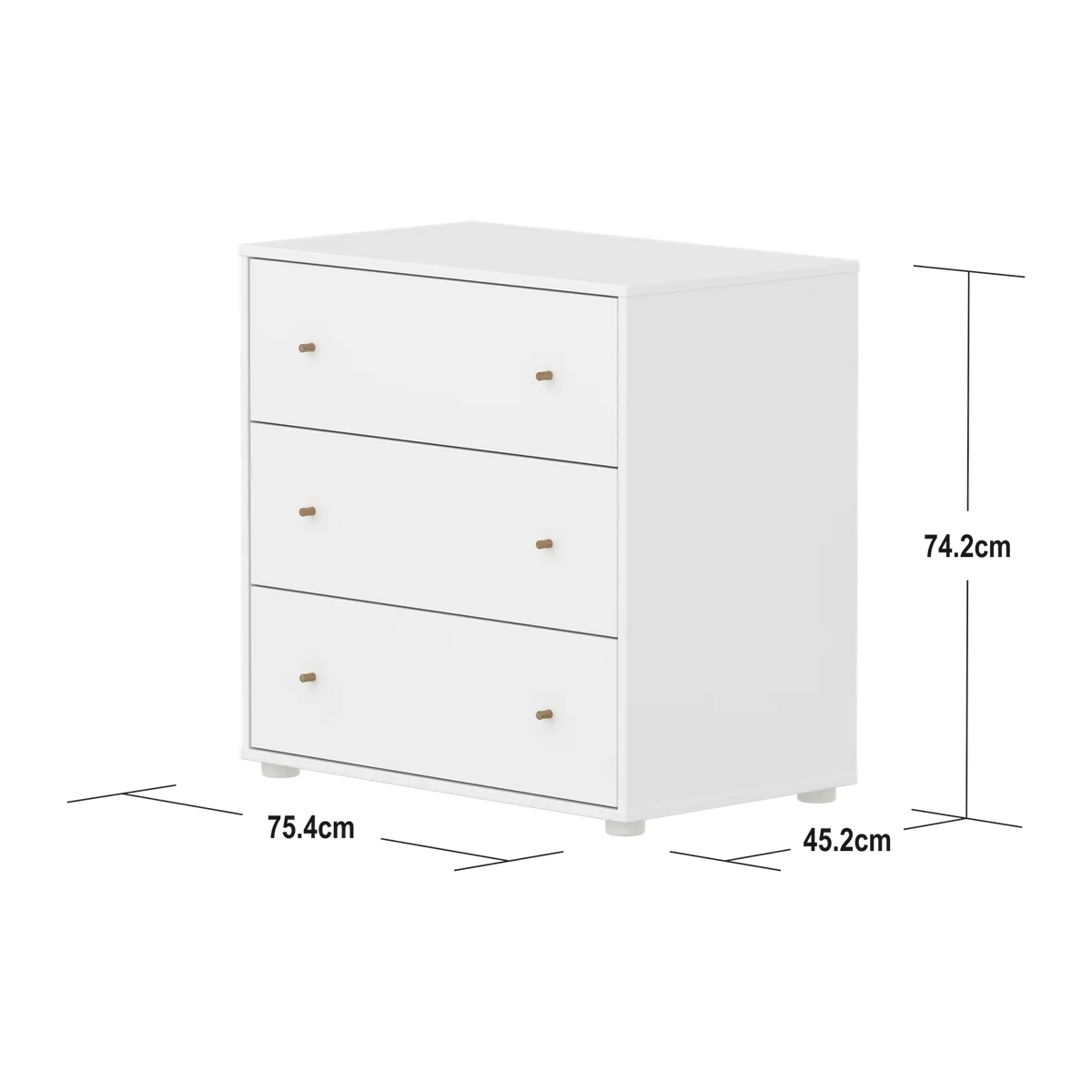 Flexa Saga Kommode, 3 Schubladen Weiss/Eiche